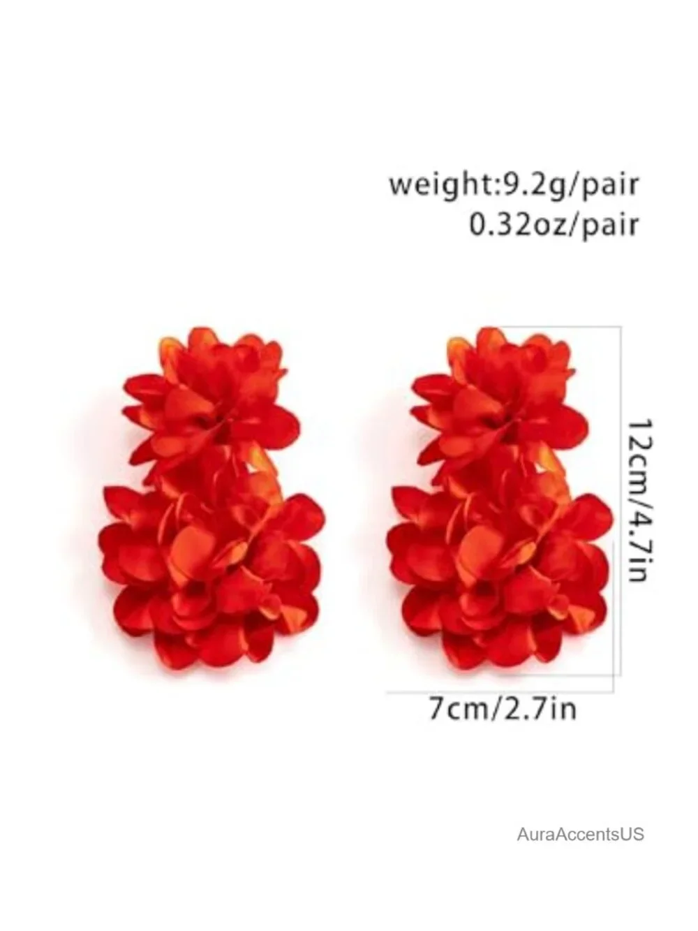 Oversized Fabric Flower Drop Earrings Lightweight Boho Dangle Statement Jewelry